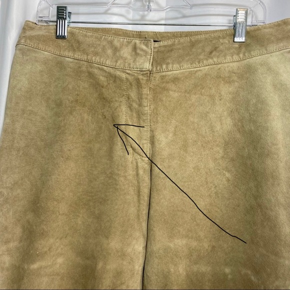 100% Suede Leather Tan Khaki Fall Winter Pants Womens Size 12 Large - Picture 5 of 10